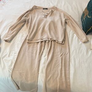 Cozy Beige Knit Lounge Set
